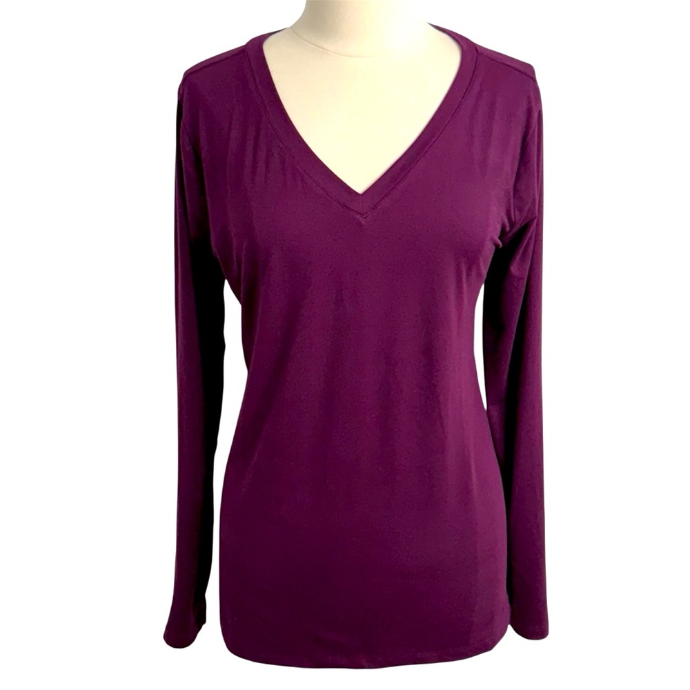 Zenana‎ Women's Long Sleeve, V-Neckline, Pull-Over Top, Burgundy, Size 2XL